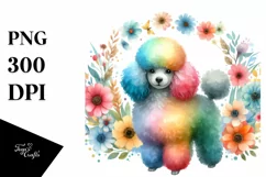 Cute Colorful Poodle Watercolor Clipart Product Image 3