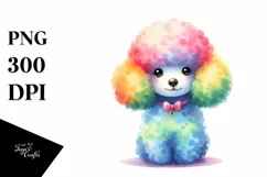 Cute Colorful Poodle Watercolor Clipart Product Image 1