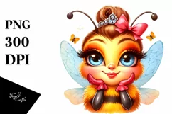 Funny Cute Bee Portrait Smiling Vintage Look Watercolor Product Image 3
