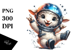 Cute Baby Lamb with Astronaut Helmet PNG Product Image 1