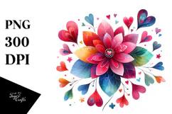 Colorful Flower with Heart Petals PNG Product Image 1