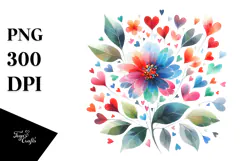 Colorful Flower with Heart Petals PNG Product Image 1