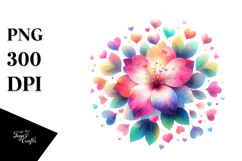 Colorful Flower with Heart Petals PNG Product Image 1