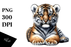 Digital Watercolor with Baby Tiger PNG Product Image 1