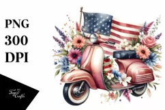 Vintage Scooter Flowers | Summer Clipart Product Image 3