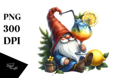 Whimsical Gnome with Cocktail, High-Res PNG Product Image 1