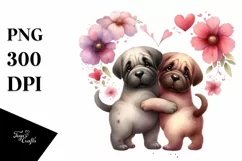 Cute Mastiff Holding Heart PNG Product Image 1