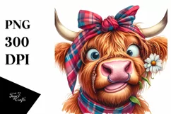 Cow Funny Highland Cow Portrait | Clipart Product Image 1