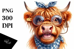 Cow Funny Highland Cow Portrait | Clipart Product Image 3