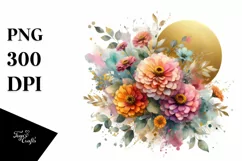 Colorful Zinnia Watercolor Abstract | Sublimation Clipart Product Image 3