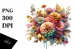 Colorful Zinnia Watercolor Abstract | Sublimation Clipart Product Image 3