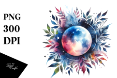 Vibrant Moon with Stars PNG Product Image 1