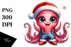 Baby Octopus Santa Suit | Summer Clipart Product Image 1