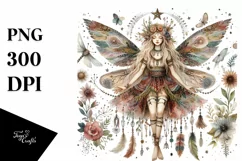 Detailed Boho Fairy, Watercolor Style | Sublimation | Product Image 1