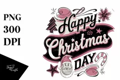 Retro Happy Christmas Day Christmas Png Product Image 5