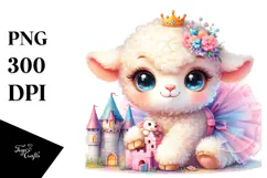 Smiling Cute Baby Lamb PNG Product Image 1