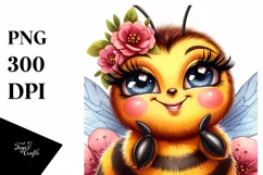 Funny Cute Bee Smiling Diva Look Watercolor Clipart Product Image 3
