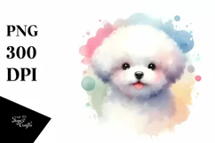 Cute Pastel Bichon Frise Watercolor Clipart Product Image 1
