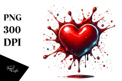 Digital Painting Red Glossy Heart PNG Product Image 1
