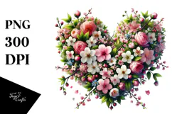 Spring Flower Heart Digital Painting PNG Product Image 1