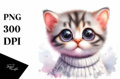 Cute Baby Cat with Huge Eyes PNG Product Image 3