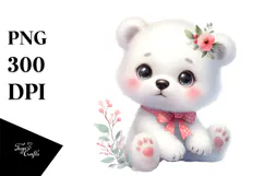 Digital Watercolor with Cute Baby Polar Bear Product Image 1