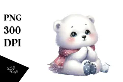 Digital Watercolor with Cute Baby Polar Bear Product Image 1