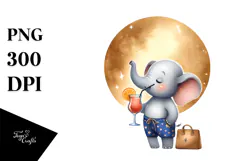 Cute Elephant with Beachwear PNG Product Image 1