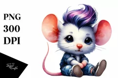 Watercolor Mouse Portrait, Transparent PNG Product Image 3