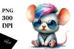Watercolor Mouse Portrait, Transparent PNG Product Image 3
