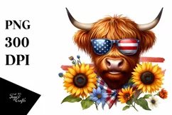 Sunglasses Highland Cow Portrait Wearing | Sublimation | Product Image 1