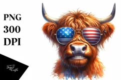 Sunglasses Highland Cow Portrait Wearing | Sublimation | Product Image 1