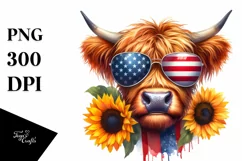 Sunglasses Highland Cow Portrait Wearing | Sublimation | Product Image 1