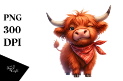 Goofy Highland Cow with Bandana PNG Product Image 1