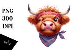 Goofy Highland Cow with Bandana PNG Product Image 1