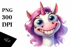 Funny Expressive Unicorn with Big Eyes PNG Product Image 1