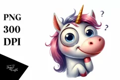 Funny Expressive Unicorn with Big Eyes PNG Product Image 3