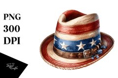 Watercolor Vintage Hat USA Flag Clipart Product Image 3
