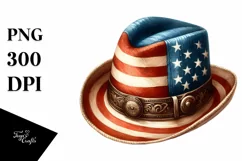 Watercolor Vintage Hat USA Flag Clipart Product Image 3