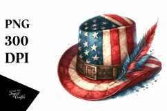 Watercolor Vintage Hat USA Flag Clipart Product Image 3