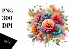 bouquet Gold Foil Abstract, Colorful Splash Zinnia | Product Image 3