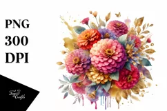 bouquet Gold Foil Abstract, Colorful Splash Zinnia | Product Image 3