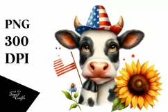 Colorful Cow Portrait, Party Hat | Sublimation | Clipart Product Image 3