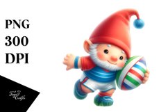 Cute Baby Gnome Playing Rugby Sublimation Clipart Product Image 3