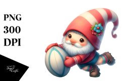 Cute Baby Gnome Playing Rugby Sublimation Clipart Product Image 1