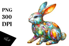 Colorful Bunny with and Golden Insertions PNG Product Image 1