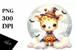Cute Baby Giraffe, Halloween Theme, PNG Product Image 3