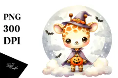 Cute Baby Giraffe, Halloween Theme, PNG Product Image 1