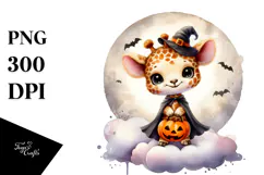 Cute Baby Giraffe, Halloween Theme, PNG Product Image 1