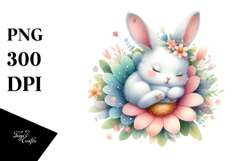 Colorful Baby Bunny Sleeping Flower | Sublimation | Clipart Product Image 1